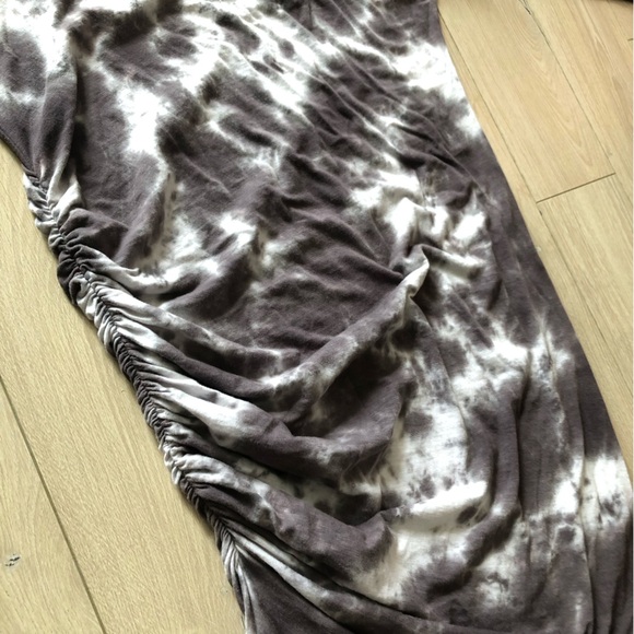 Sundry Anthropologie Ruched Tie Dye Mini Dress in Black & White Size 1/S - Picture 7 of 10